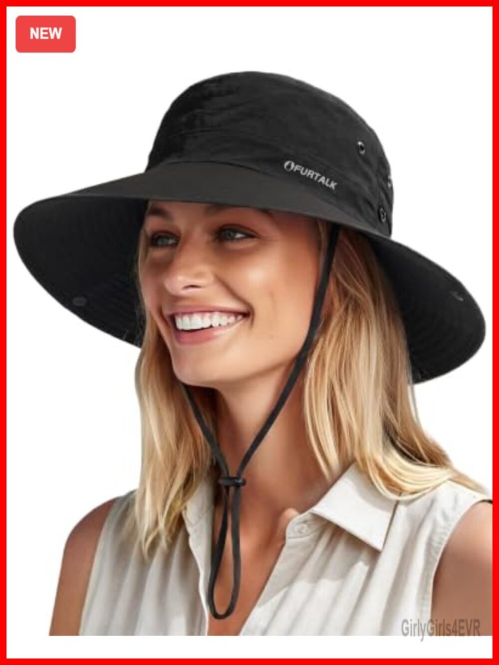 Women's Nylon Sun Hat Wide Brim UV Protection Ponytail Hole Packable Cowboy